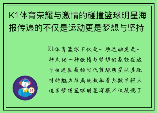 K1体育荣耀与激情的碰撞篮球明星海报传递的不仅是运动更是梦想与坚持